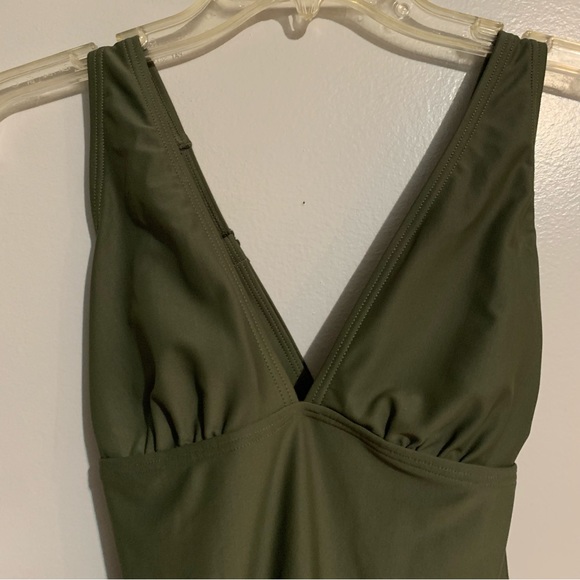 Olive Green One Piece Bathing Suit - Picture 4 of 4